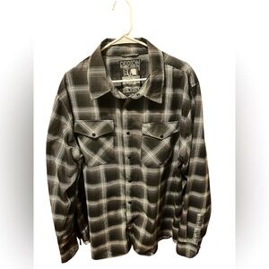 Dixxon Flannel Co THE STATIC Mens Sz 2X Black Gray Plaid Pearl Snap Shirt